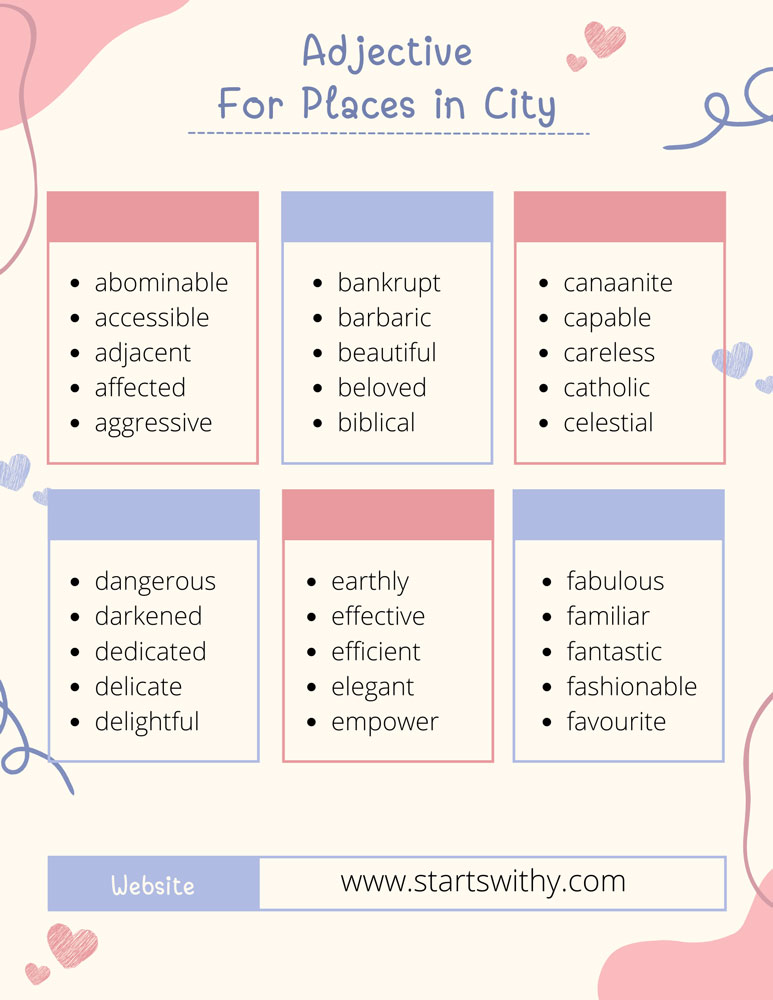 1050 Adjective Words To Describe Places In City