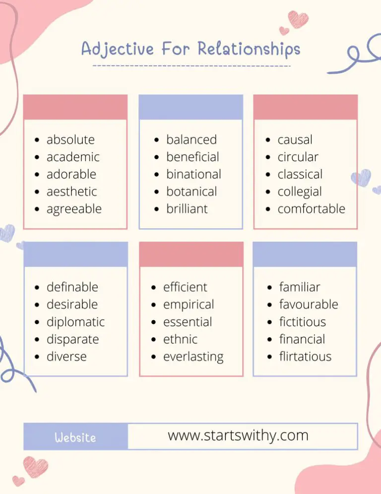 550 Adjective Words To Describe Relationships