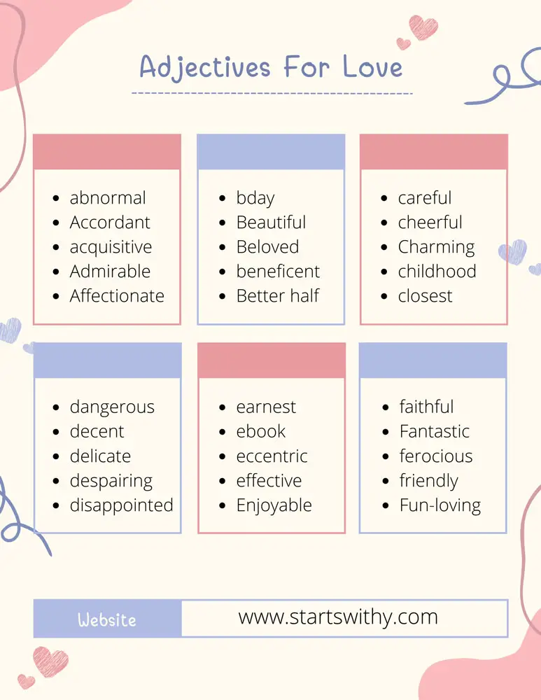 Adjectives For Love