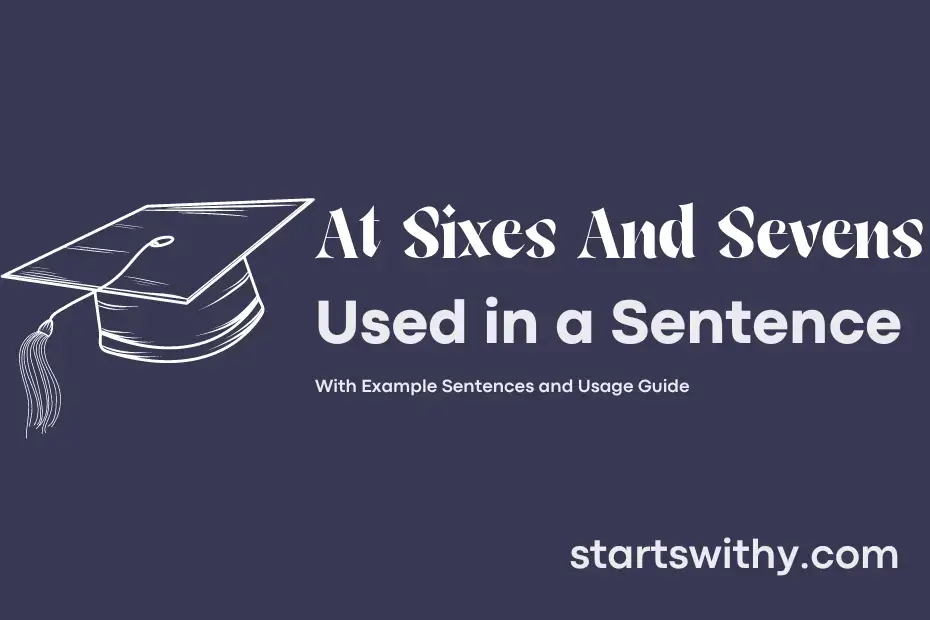 sentence with At Sixes And Sevens