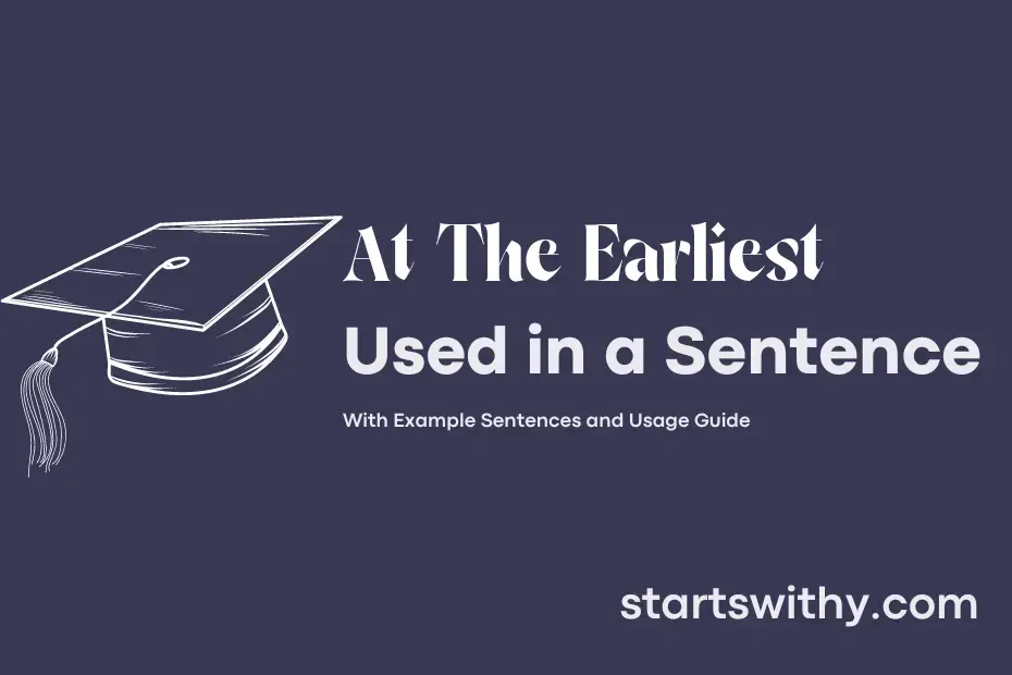 sentence with At The Earliest