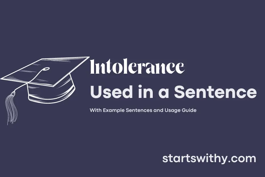 INTOLERANCE In A Sentence Examples 21 Ways To Use Intolerance