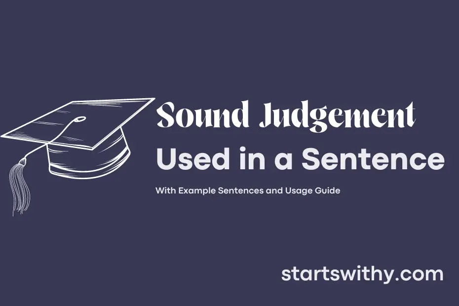 SOUND JUDGEMENT In A Sentence Examples 21 Ways To Use Sound Judgement