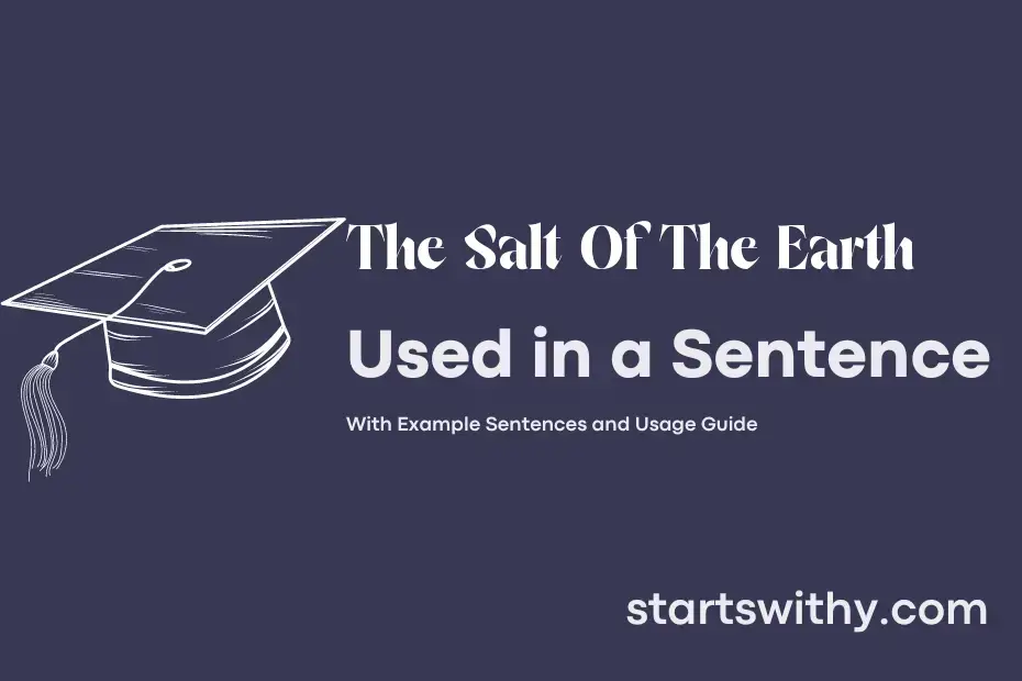 THE SALT OF THE EARTH in a Sentence Examples 21 Ways to Use The Salt