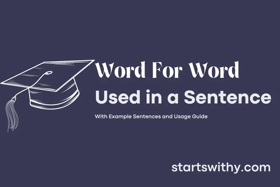 Sentence with Word For Word